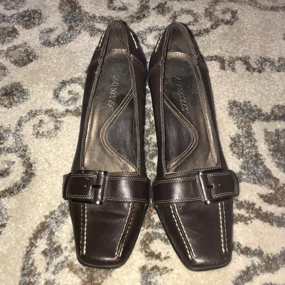 Womens Aerosoles Brown Loafer Pumps Heels💫